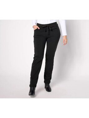 Women with Control Pants Size Small Petite Faux Drawstring Pockets Black NEW